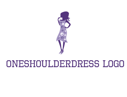 woman in a purple sleeveless dress logo