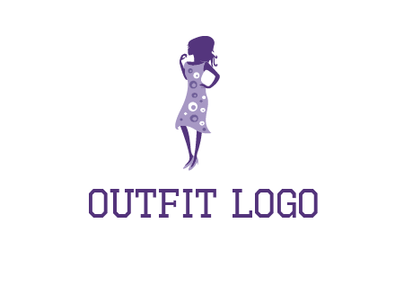 woman in a purple sleeveless dress logo