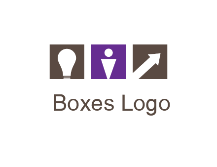 boxes with a direction arrow, light bulb and man icon inside