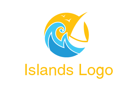 sail boat on a rough sea logo