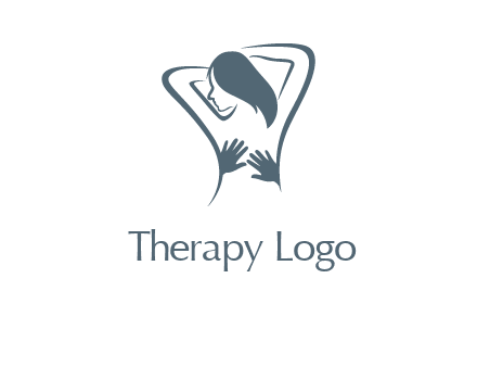 massage therapy logo with hands on a woman's back