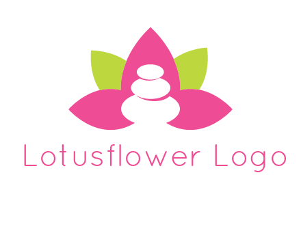 spa logo with hot stones inside leaves or lotus