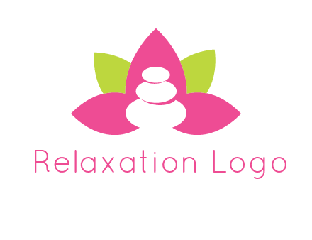 spa logo with hot stones inside leaves or lotus