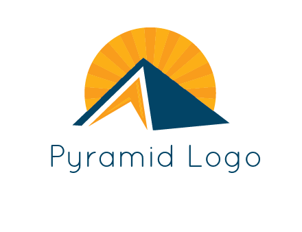 sunset behind pyramid logo