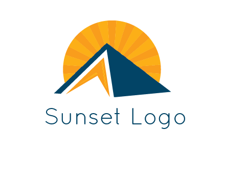 sunset behind pyramid logo