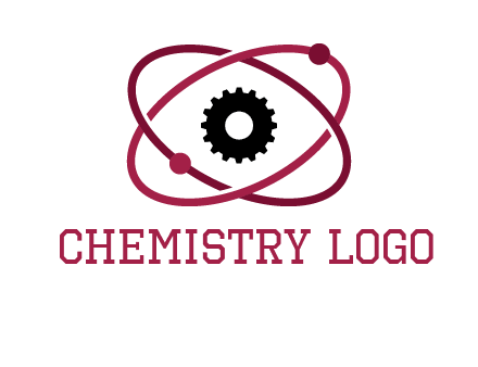 atom orbit with a gear at the center