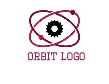 atom orbit with a gear at the center