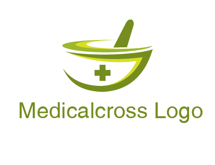 mortar and pestle logo with medical cross