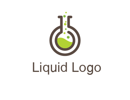 laboratory flask with green liquid and bubbles logo