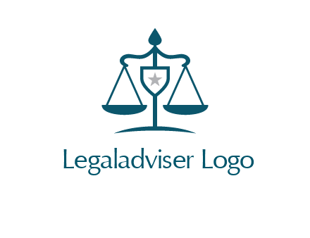 legal justice system logo with a star and scale