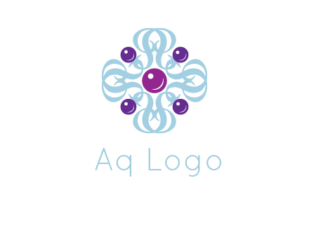 aquatic logo with purple pearls and