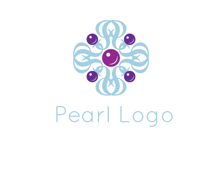 aquatic logo with purple pearls and