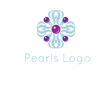 aquatic logo with purple pearls and