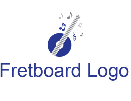 banjo or guitar logo with music notes
