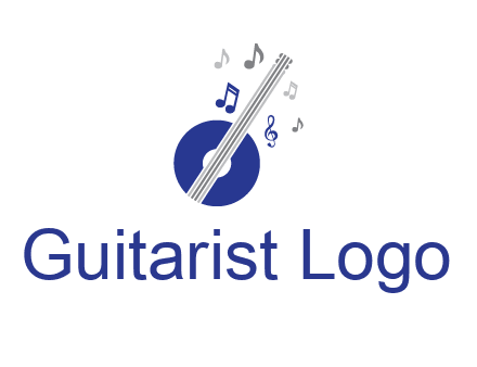 banjo or guitar logo with music notes