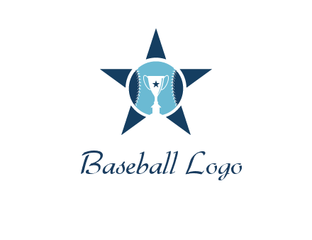 trophy or winning cup inside a baseball in a star logo