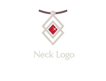 necklac with a diamond shaped ruby logo