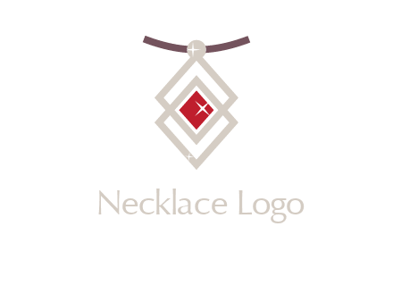 necklac with a diamond shaped ruby logo