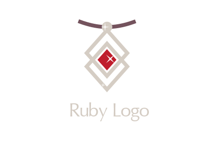 necklac with a diamond shaped ruby logo