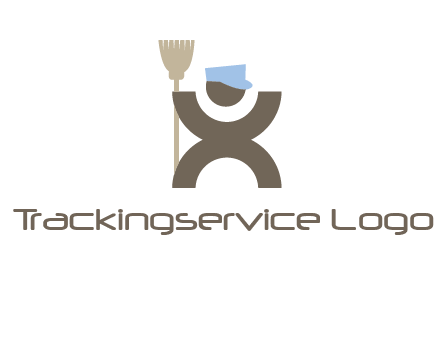 janitorial logo with a man with a broom