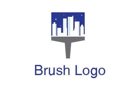 city skyline on a paintbrush icon