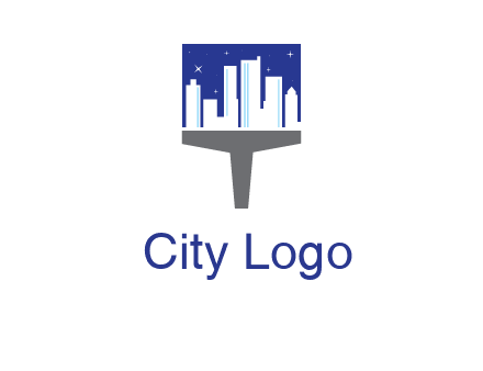 city skyline on a paintbrush icon