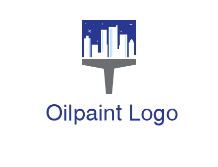 city skyline on a paintbrush icon