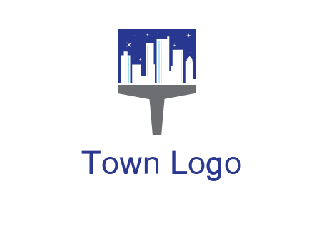 city skyline on a paintbrush icon