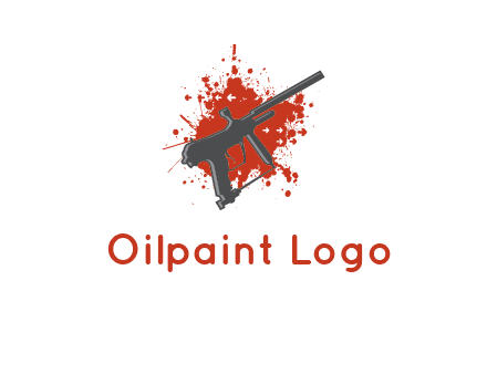 gun with blood or paint splatter logo