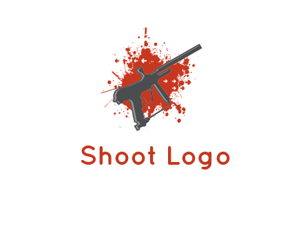 gun with blood or paint splatter logo