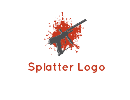 gun with blood or paint splatter logo