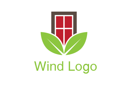 window with leaves logo