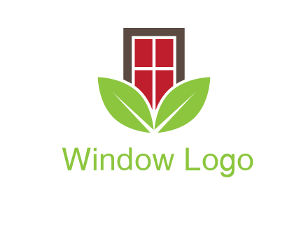 window with leaves logo