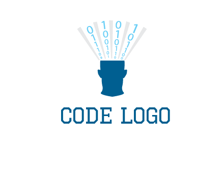 coding going inside brain logo