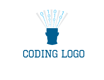 coding going inside brain logo