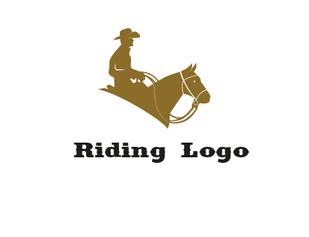 cow boy and horse logo