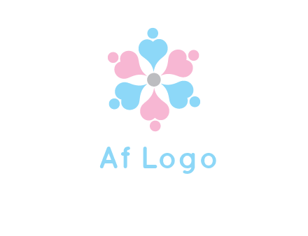 hearts and dots crating a flower logo