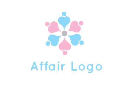 hearts and dots crating a flower logo