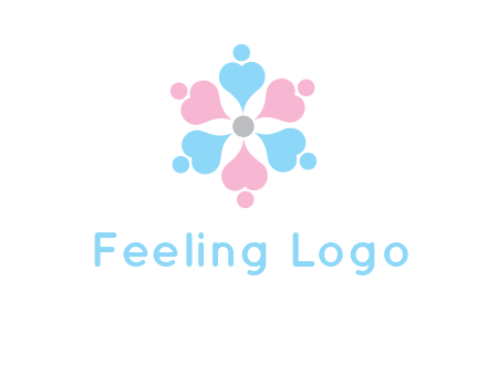 hearts and dots crating a flower logo