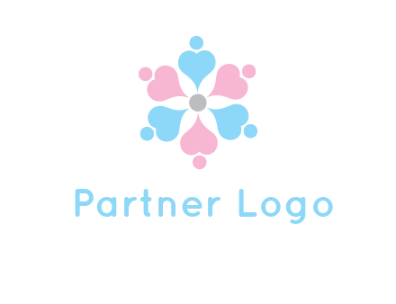 hearts and dots crating a flower logo