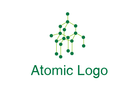 science or nuclear development logo with molecules logo