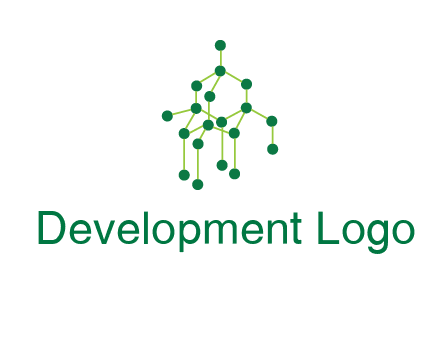 science or nuclear development logo with molecules logo