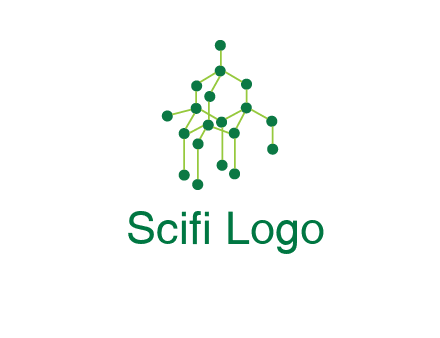 science or nuclear development logo with molecules logo