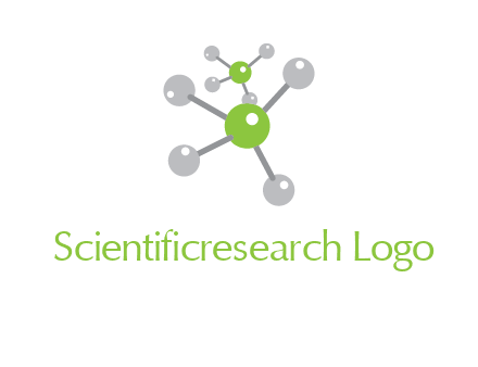 research logo with composition of molecules logo