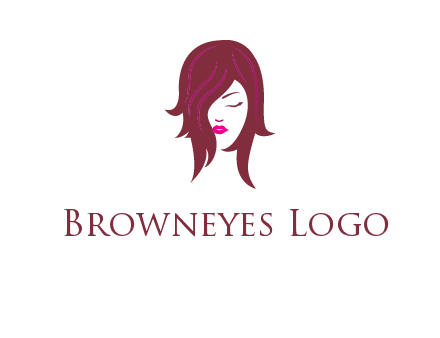 woman with closed eyes, red hair and pink lowlights logo