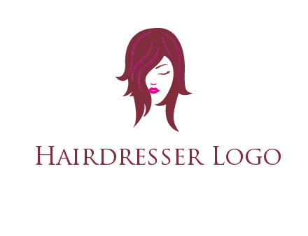 woman with closed eyes, red hair and pink lowlights logo