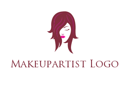 woman with closed eyes, red hair and pink lowlights logo