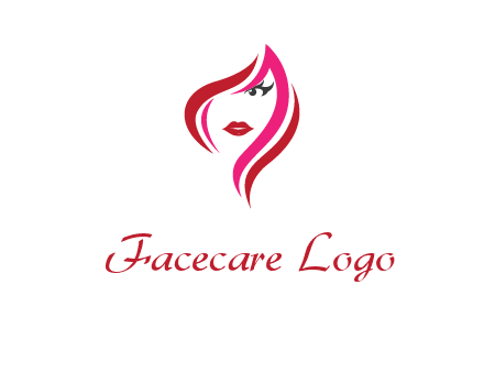 pink and red logo showing the face of a woman