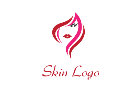 pink and red logo showing the face of a woman