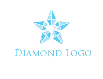 diamond at the center of gemstones forming a star logo